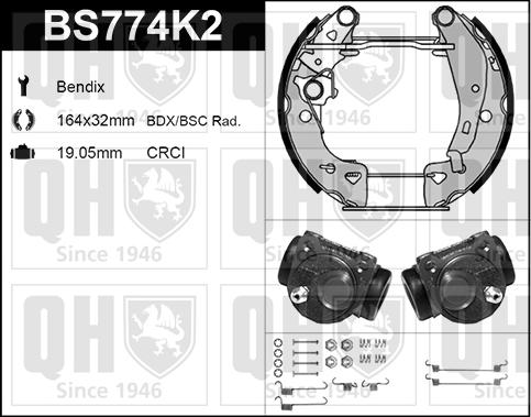 Quinton Hazell BS774K2 - Комплект гальм, барабанний механізм autozip.com.ua