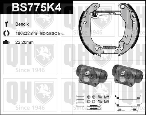 Quinton Hazell BS775K4 - Комплект гальм, барабанний механізм autozip.com.ua