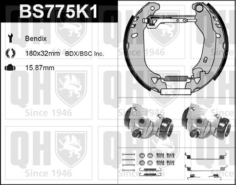 Quinton Hazell BS775K1 - Комплект гальм, барабанний механізм autozip.com.ua