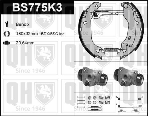 Quinton Hazell BS775K3 - Комплект гальм, барабанний механізм autozip.com.ua