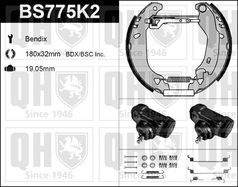 Quinton Hazell BS775K2 - Комплект гальм, барабанний механізм autozip.com.ua