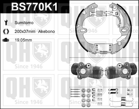 Quinton Hazell BS770K1 - Комплект гальм, барабанний механізм autozip.com.ua