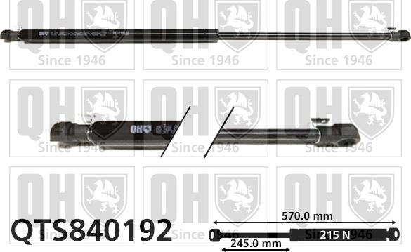Quinton Hazell QTS840192 - Газова пружина, кришка багажник autozip.com.ua