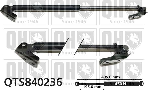 Quinton Hazell QTS840236 - Газова пружина, кришка багажник autozip.com.ua