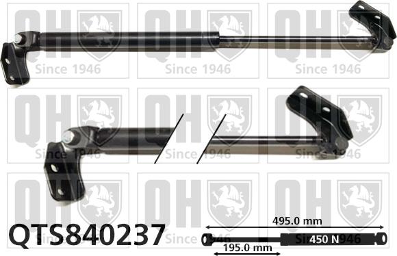 Quinton Hazell QTS840237 - Газова пружина, кришка багажник autozip.com.ua