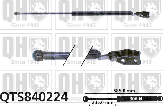 Quinton Hazell QTS840224 - Газова пружина, кришка багажник autozip.com.ua