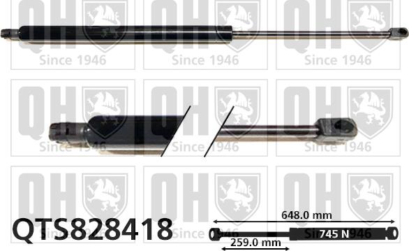 Quinton Hazell QTS828418 - Газова пружина, кришка багажник autozip.com.ua