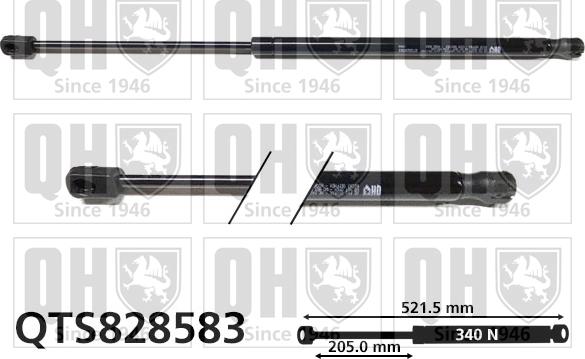 Quinton Hazell QTS828583 - Газова пружина, капот autozip.com.ua