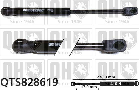 Quinton Hazell QTS828619 - Газова пружина, капот autozip.com.ua