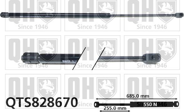 Quinton Hazell QTS828670 - Газова пружина, кришка багажник autozip.com.ua