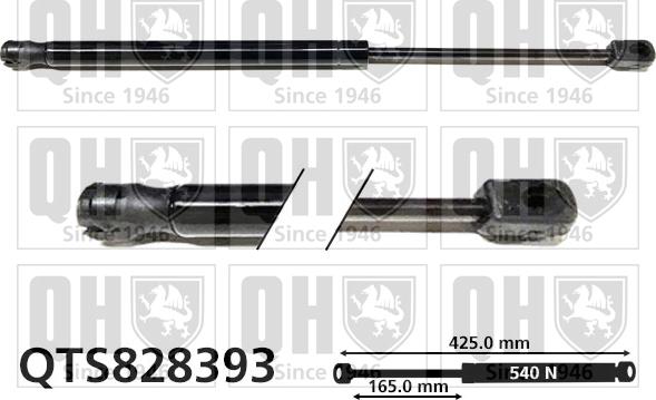 Quinton Hazell QTS828393 - Газова пружина, кришка багажник autozip.com.ua