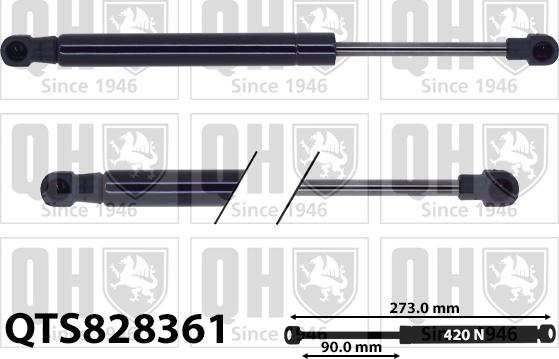 Quinton Hazell QTS828361 - Газова пружина, кришка багажник autozip.com.ua