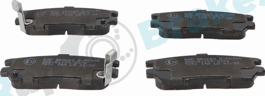 RAP BRAKES R-P0100 - Гальмівні колодки, дискові гальма autozip.com.ua