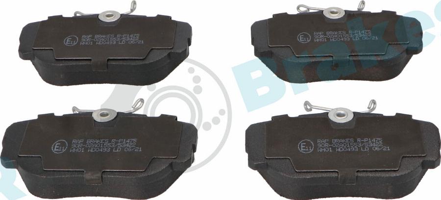 RAP BRAKES R-P1475 - Гальмівні колодки, дискові гальма autozip.com.ua