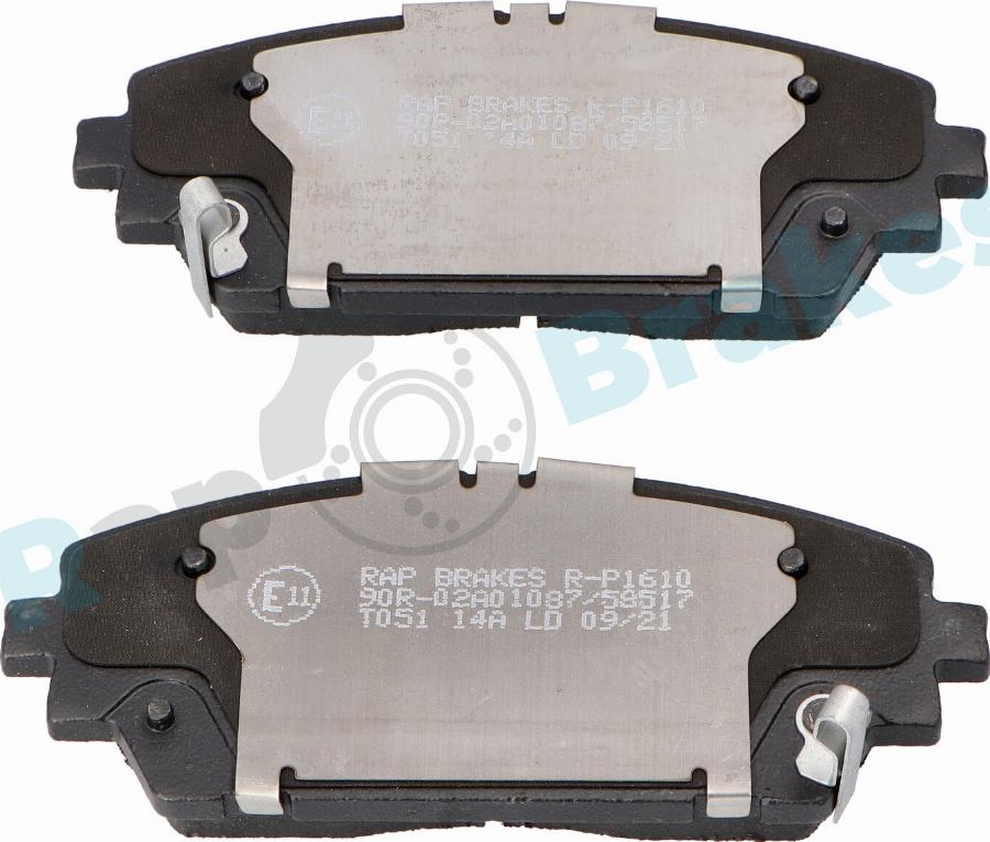 RAP BRAKES R-P1610 - Гальмівні колодки, дискові гальма autozip.com.ua
