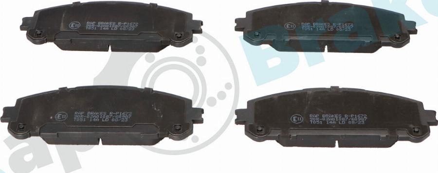 RAP BRAKES R-P1672 - Гальмівні колодки, дискові гальма autozip.com.ua