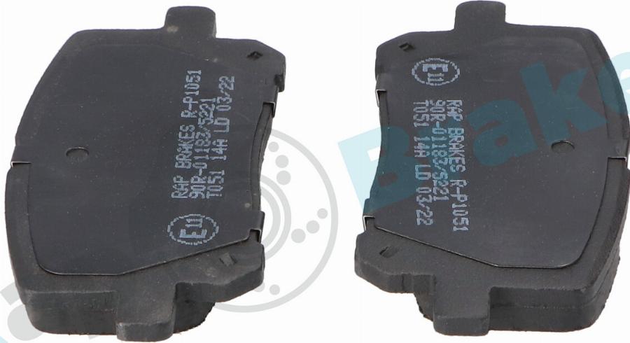 RAP BRAKES R-P1051 - Гальмівні колодки, дискові гальма autozip.com.ua