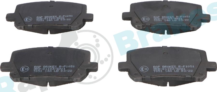 RAP BRAKES R-P1051 - Гальмівні колодки, дискові гальма autozip.com.ua