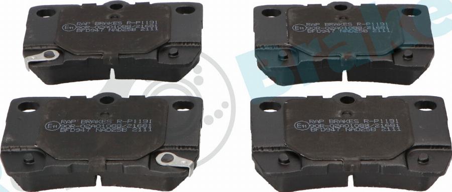 RAP BRAKES R-P1191 - Гальмівні колодки, дискові гальма autozip.com.ua