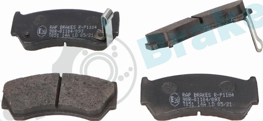 RAP BRAKES R-P1184 - Гальмівні колодки, дискові гальма autozip.com.ua