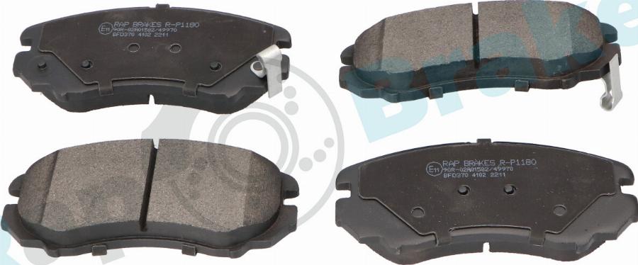 RAP BRAKES R-P1180 - Гальмівні колодки, дискові гальма autozip.com.ua