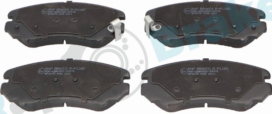 RAP BRAKES R-P1180 - Гальмівні колодки, дискові гальма autozip.com.ua