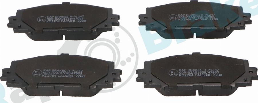 RAP BRAKES R-P1247 - Гальмівні колодки, дискові гальма autozip.com.ua