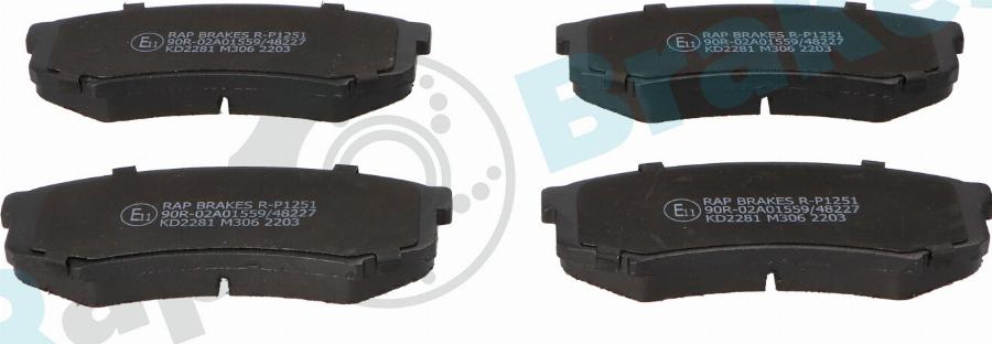 RAP BRAKES R-P1251 - Гальмівні колодки, дискові гальма autozip.com.ua