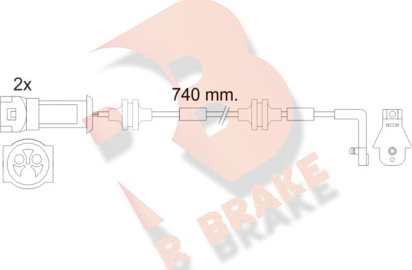 R Brake 610446RB - Сигналізатор, знос гальмівних колодок autozip.com.ua