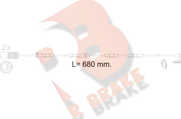 R Brake 610606RB - Сигналізатор, знос гальмівних колодок autozip.com.ua