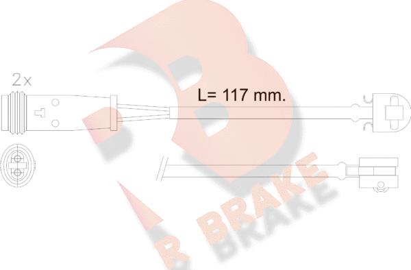 R Brake 610612RB - Сигналізатор, знос гальмівних колодок autozip.com.ua