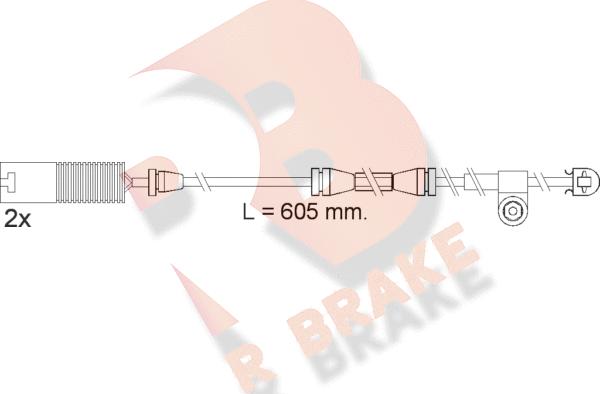 R Brake 610390RB - Сигналізатор, знос гальмівних колодок autozip.com.ua