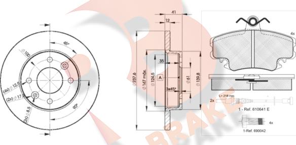 R Brake 3R09934705 - Комплект гальм, дисковий гальмівний механізм autozip.com.ua