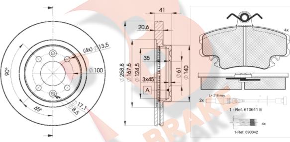 R Brake 3R09933550 - Комплект гальм, дисковий гальмівний механізм autozip.com.ua