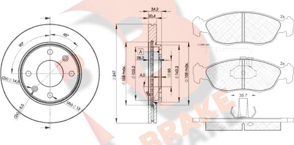 R Brake 3R09324694 - Комплект гальм, дисковий гальмівний механізм autozip.com.ua