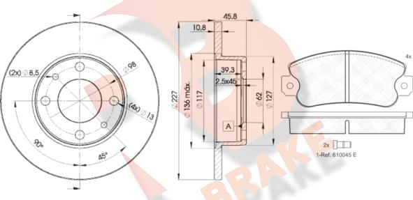 R Brake 3R04185812 - Комплект гальм, дисковий гальмівний механізм autozip.com.ua