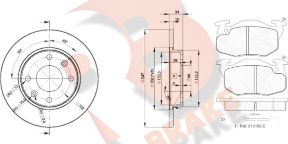 R Brake 3R06334689 - Комплект гальм, дисковий гальмівний механізм autozip.com.ua