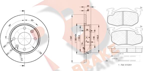 R Brake 3R08644689 - Комплект гальм, дисковий гальмівний механізм autozip.com.ua