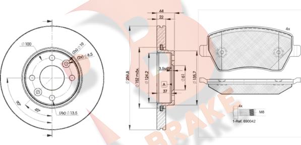 R Brake 3R15347795 - Комплект гальм, дисковий гальмівний механізм autozip.com.ua