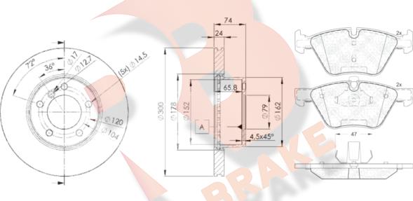 R Brake 3R1683-3405 - Комплект гальм, дисковий гальмівний механізм autozip.com.ua