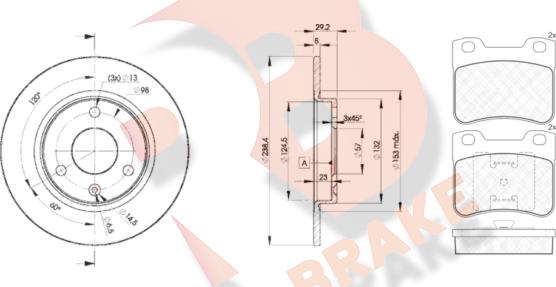 R Brake 3R11507199 - Комплект гальм, дисковий гальмівний механізм autozip.com.ua