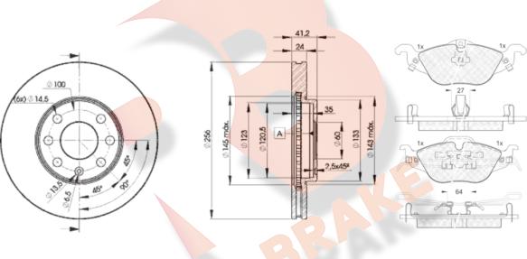 R Brake 3R12497879 - Комплект гальм, дисковий гальмівний механізм autozip.com.ua