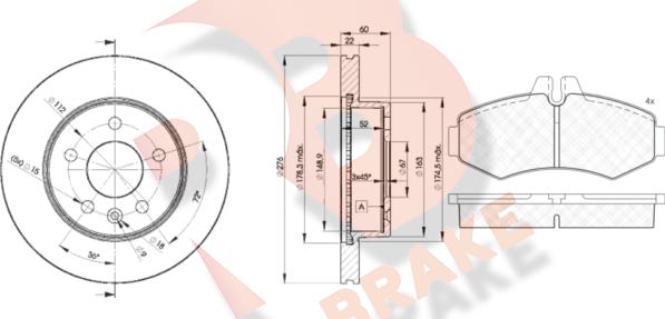 R Brake 3R12886380 - Комплект гальм, дисковий гальмівний механізм autozip.com.ua