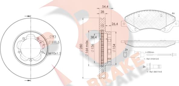 R Brake 3R17925632 - Комплект гальм, дисковий гальмівний механізм autozip.com.ua