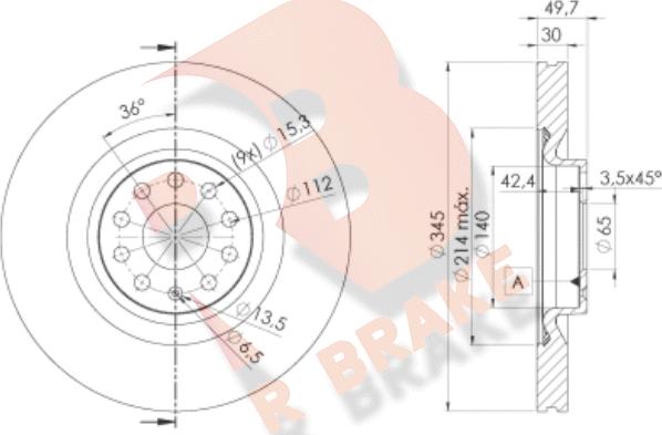 R Brake 78RBD14083 - Гальмівний диск autozip.com.ua