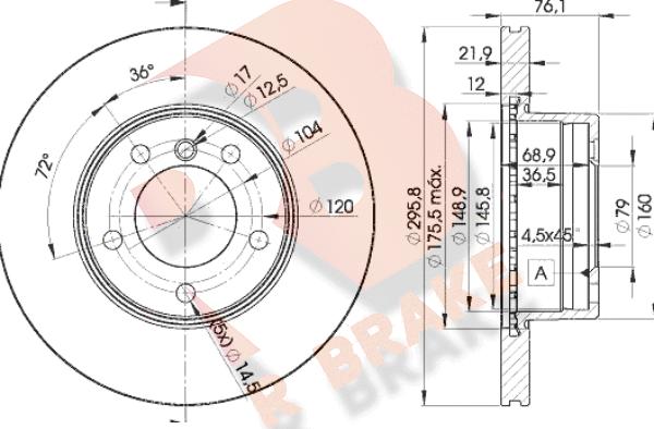 R Brake 78RBD14839 - Гальмівний диск autozip.com.ua