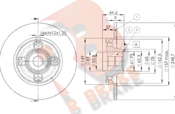 R Brake 78RBD14745 - Гальмівний диск autozip.com.ua