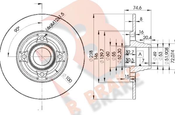 R Brake 78RBD15006 - Гальмівний диск autozip.com.ua