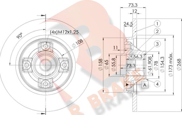 R Brake 78RBD15023 - Гальмівний диск autozip.com.ua
