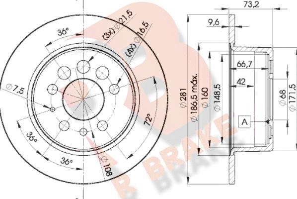 R Brake 78RBD15782 - Гальмівний диск autozip.com.ua